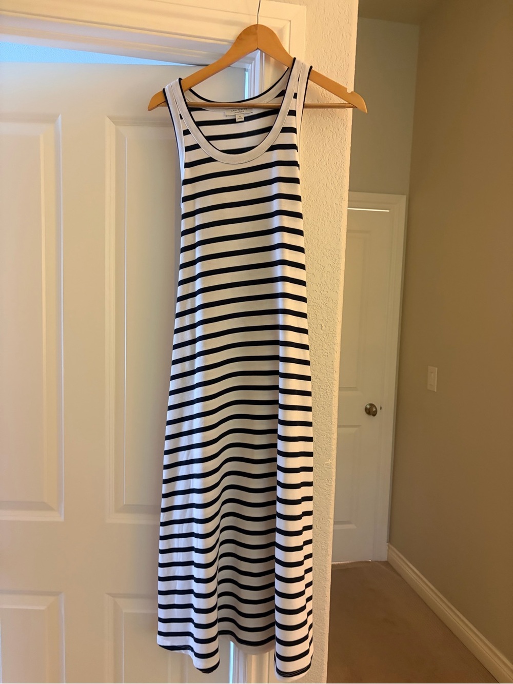 Ann Taylor Navy and White Striped Dress